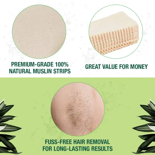 Vista 4 de Clean + Easy Tiras de cera de muselina para piernas grandes, 100