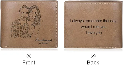 Vista 2 de Carteras personalizadas para hombres carteras de fotos personalizadas de piel sintética para hombres marido papá hijo regalos personalizados Wallet