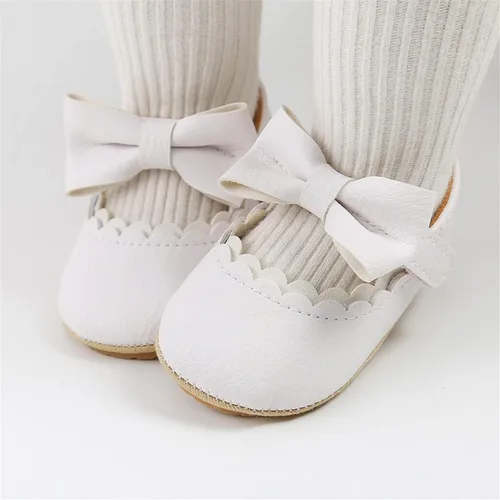 Vista 2 de LAFEGEN Zapatos planos Mary Jane para bebés y niñas con Bownot, suela suave, suela suave, piel sintética, recién nacidos, para primeros pasos