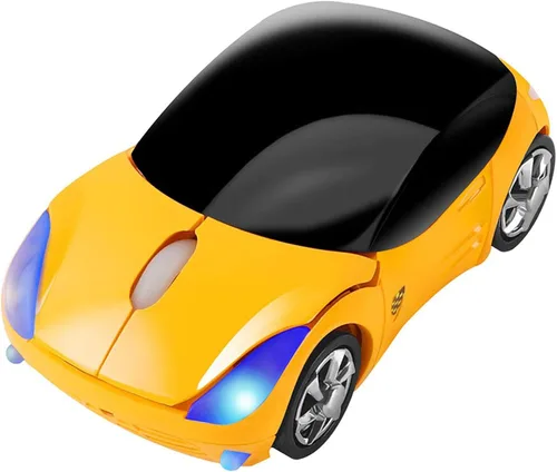 Vista 8 de CHUYI Ratón óptico inalámbrico en forma de coche 3D ultra pequeño y fresco para viajes de negocios, oficina, hogar, escuela, regalo (negro)