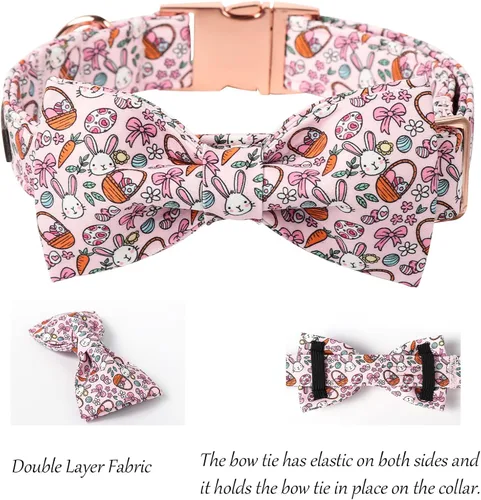 Vista 149 de Lionet Paws Collar de perro de Halloween con corbatín, bonito collar de algodón ajustable con hebilla de metal para perros pequeños, medianos y A