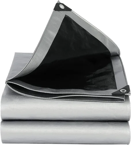 Vista 2 de Protol Lona reversible súper resistente de 12 x 20 pies, impermeable, resistente a los rayos UV, a prueba de desgarros con ojales, ideal para barco