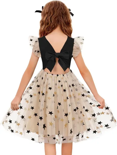 Vista 29 de Arshiner Vestido tutú de verano para niñas pequeñas, de tul sin espalda, para fiesta, cumpleaños, vestidos de algodón, 2-6 años
