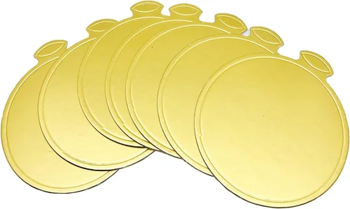 Vista 4 de 100 mini tablas para tartas, cartón redondo de 3.1 pulgadas, base de magdalena de mousse para postre de pastel, dorado