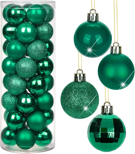 Vista 14 de Adornos de bolas de Navidad negras de 2.36 pulgadas, 25 piezas inastillables, set de adornos de Navidad, bolas de Halloween, adorno negro para árbol