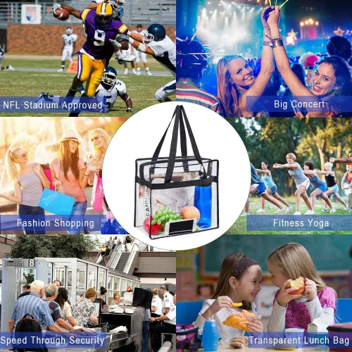 Vista 6 de Bolsa transparente aprobada para estadios, bolsa transparente de seguridad para estadios, viajes y gimnasio, 12 x 6 x 12 pulgadas