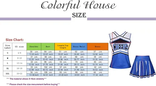 Vista 7 de Colorful House Disfraz de animadora para mujer uniforme y pompones