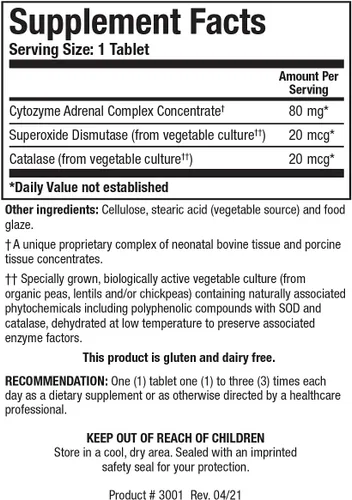 Vista 2 de BIOTICS RESEARCH Suplemento de apoyo suprarrenal de citozima-AD 90 tabletas