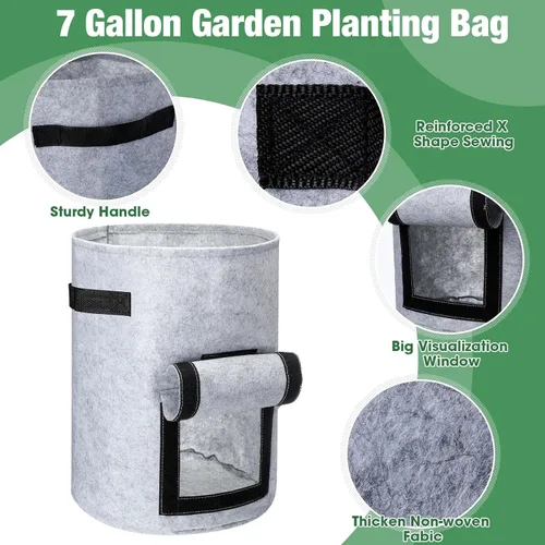 Vista 3 de Paquete de 16 bolsas de cultivo de patatas para jardín, bolsas de cultivo de patatas de jardín con solapa, bolsas de cultivo de verduras