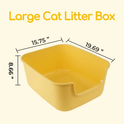 Vista 6 de Caja de arena grande para gatos con lados altos, cajas para gatos de interior, bandeja de arena para gatos para gatitos, caja de arena con entrada