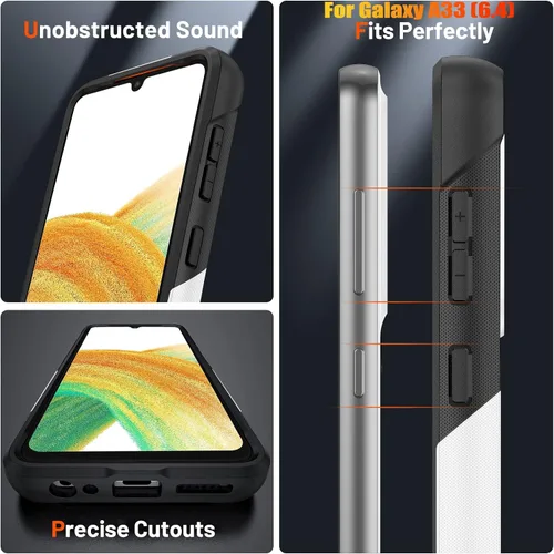 Vista 6 de Funda resistente para Samsung Galaxy A33 (5G) de 6.4 pulgadas, 4 esquinas con bolsas de aire [protección contra caídas de 12 pies], agarre