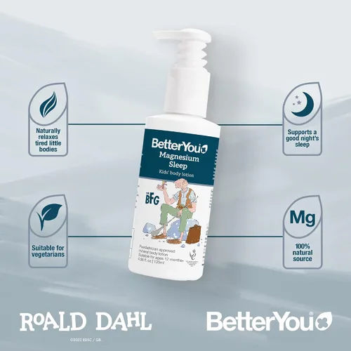 Vista 3 de BetterYou Loción corporal de magnesio para dormir - Loción corporal relajante para niños - Crema de magnesio con lavanda y manzanilla - Para niños