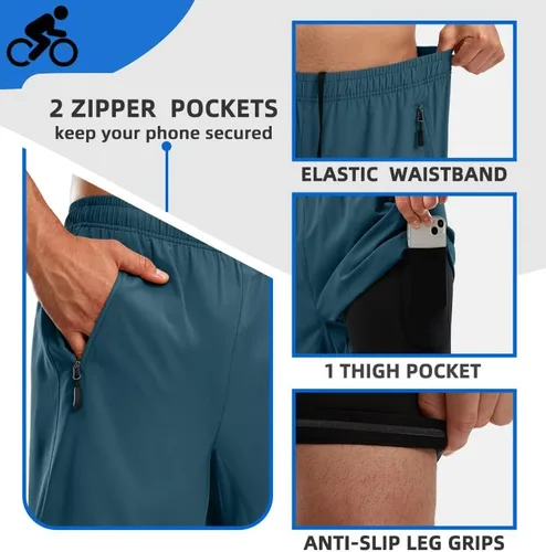 Vista 5 de Bikewa Pantalones cortos de ciclismo de montaña para hombre, con acolchado 3D, ajuste holgado, MTB para montar en bicicleta, ciclismo, ciclismo
