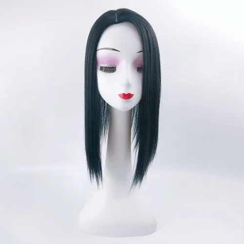 Vista 2 de YYDS Nature - Peluca de cabello sintético de mezcla recta, 18 pulgadas, con base de encaje, con clip, peluca de cabeza completa