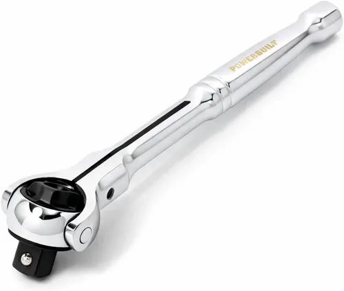 Vista 13 de Powerbuilt trinquete profesional XT90 de 90 dientes con accionamiento de 1/2 pulgadas, trinquete de cabeza sellada, pulido completo, mango largo