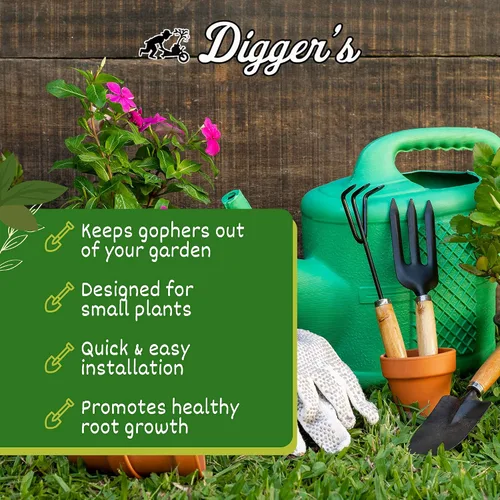 Vista 2 de Digger's - Cestas de velocidad de protección de raíces de 1 cuarto de galón para plantas, control Gopher paquete de 6