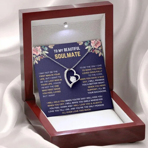 Vista 5 de Hermoso collar de alma gemela con texto en inglés "To My Beautiful Wife", collar para mi futura esposa, regalo de alma gemela, collar de amor