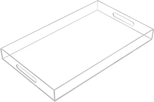 Vista 17 de KEVLANG Bandeja de acrílico transparente resistente con asas, bandeja organizadora de encimera de 8 x 8 x 2 pulgadas de alto para cocina, baño