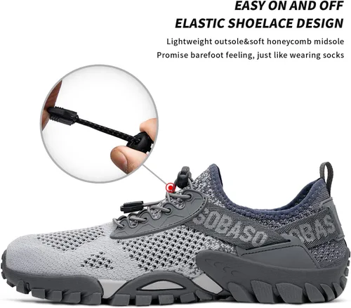 Vista 4 de SOBASO Zapatos de agua para mujeres y hombres, secado rápido, para natación, playa, zapatos acuáticos para deportes acuáticos, buceo, senderismo