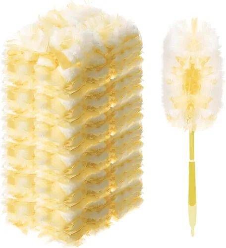 Vista 14 de Vesici 50 piezas de repuesto de plumero compatibles con Swiffer Dusters, repuesto desechable a granel grueso con 1 mango resistente para limpieza