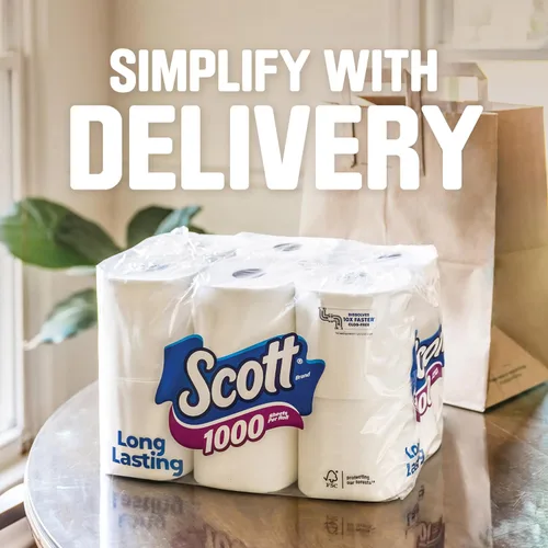 Vista 8 de Scott 1000 hojas por rollo, 8 rollos de papel higiénico, papel de baño