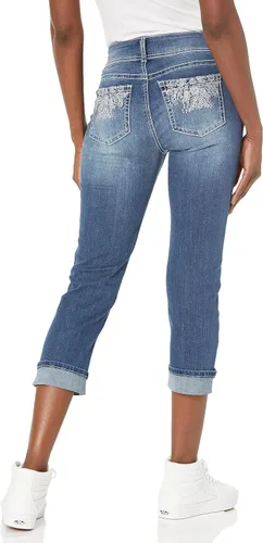Vista 2 de WallFlower Luscious Curvy 23.5" Crop Mid-Rise Bling Insta Stretch Juniors (estándar y Plus)
