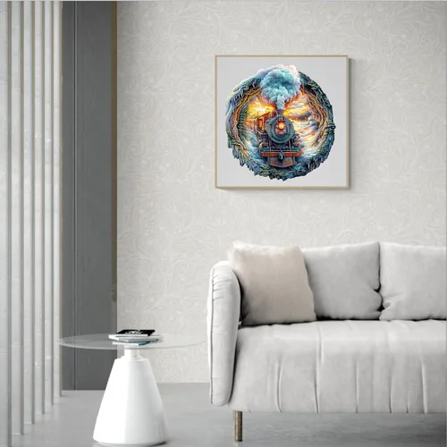 Vista 6 de Rompecabezas de madera para adultos – Tren de vapor visual 3D cuando esté terminado – Regalo único para los amantes de los rompecabezas