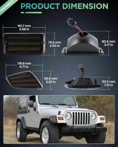 Vista 3 de Luces direccionales delanteras ámbar para Jeep Wrangler TJ 1997 1998 1999 2000 2001 2002 2003 2004 2005 2006, DRL luces de estacionamiento