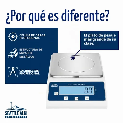 Vista 3 de Seattle Alki Scientific Lab Scale USA Company Balanza de laboratorio digital con célula de carga profesional y calibración exhaustiva - Escala