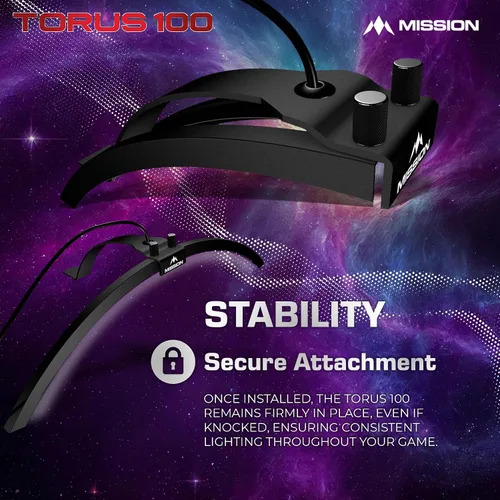 Vista 5 de Mission Darts TOR100 Torus 100 Tablero de Dardos LED Plegable Portátil Sistema de Iluminación de Viaje