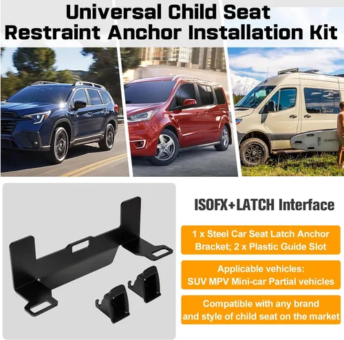 Vista 9 de ISOFIX Soporte Universal de Montaje para Asiento de Automóvil, Kit de Anclaje de Seguridad para Asiento de Niño, Soporte de Interfaz de Cierre