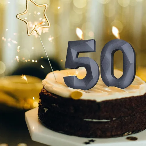 Vista 5 de Velas de cumpleaños con números (0 velas negras), forma de diamante 3D, decoración de pastel de feliz cumpleaños para niños y hombres, cumpleaños
