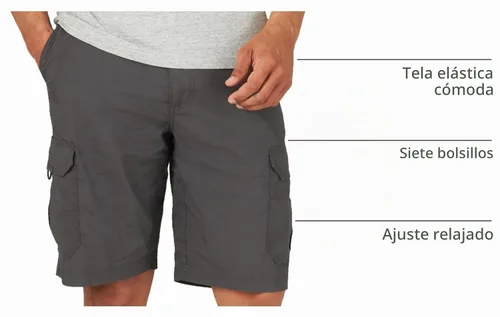 Vista 5 de Lee Men's Extreme Motion Crossroad Cargo Short Antracita