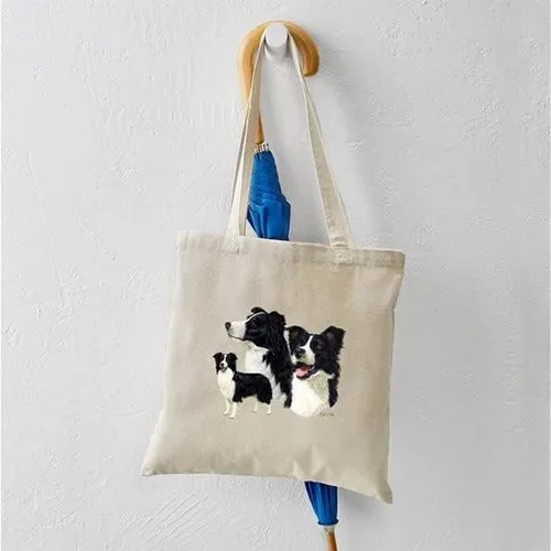 Vista 7 de CafePress Border Collie - Bolsa de lona natural, bolsa de compras reutilizable