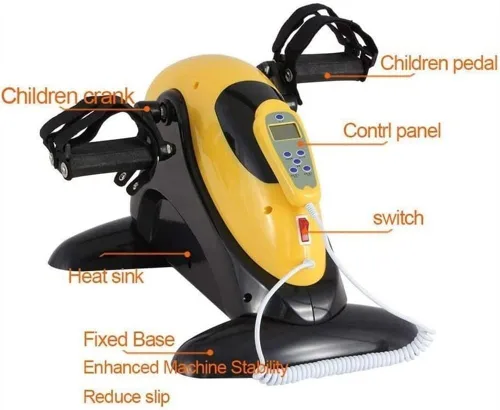 Vista 3 de Mini bicicleta estática, ejercitadora de pedal para bicicleta debajo del escritorio, máquina portátil para ejercicio de brazos y piernas
