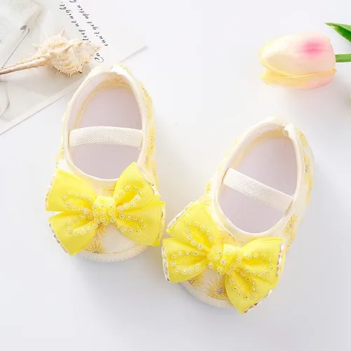 Vista 4 de DDDHL Zapatos para bebés, zapatos de princesa, lisos, con diadema suave, para bebés y niñas de 0 a 18 meses