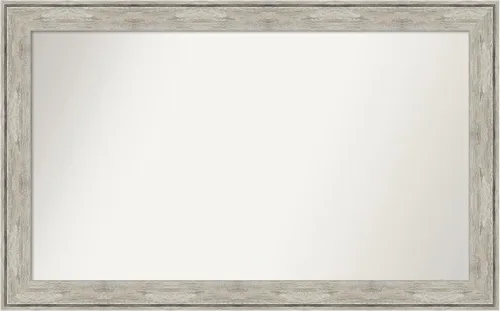 Vista 386 de Amanti Art Espejo de baño plateado para sobre el fregadero, 28 x 37 pulgadas, elegante espejo rectangular de peltre cepillado, marco de madera