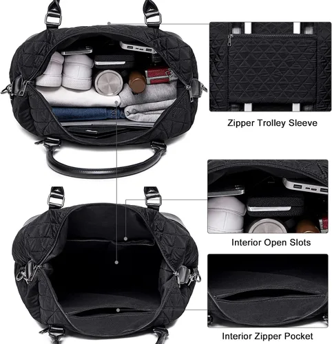 Vista 43 de BLUBOON Bolsas de viaje con cremallera, bolsa de lona para mujer, bolsa de fin de semana para mujer, bolsa de lona para llevar en la bolsa de lona