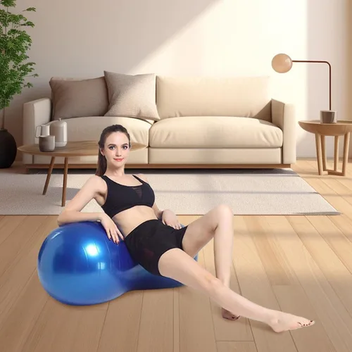 Vista 5 de Bola de maní antiestallido PVC grueso 35.4 x 17.7 pulgadas, ejercicio de equilibrio con bomba de aire para niños, embarazo, yoga, gimnasio en casa