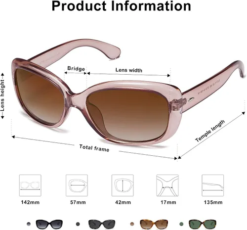 Vista 4 de SOJOS Gafas de sol cuadradas vintage para mujer, polarizadas, protección UV, marco Havana SJ2111