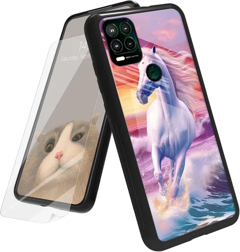 Vista 27 de Funda para Motorola Moto G Play 4G 2024 con protector de pantalla, parte trasera de vidrio templado + funda de silicona suave TPU absorción