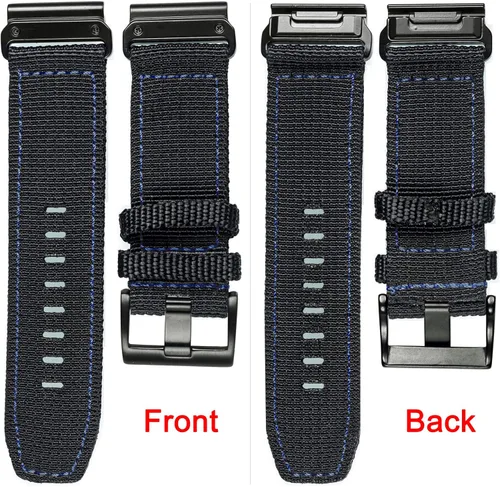 Vista 6 de Compatible con Garmin, correa deportiva de nailon para reloj fēnix/Forerunner/Vivoactive/Approach/MARQ/quatix/D2 Series resistente banda de repuesto