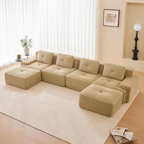 Vista 20 de Sofás modulares convertibles de 82 pulgadas, sofás en forma de L de asiento profundo para sala de estar, sofá moderno de 2 plazas con 1 otomana