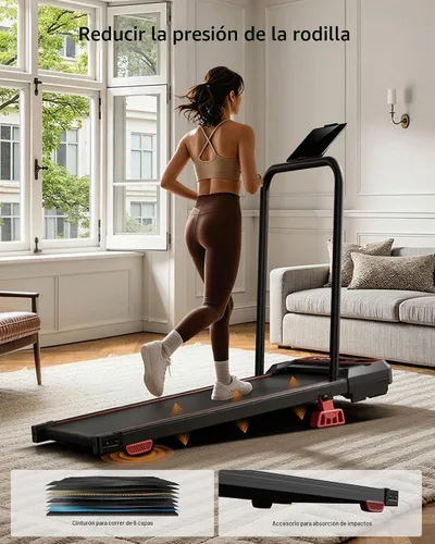 Vista 5 de Walking Pad Treadmill with Handle Bar & Vibration Plate hierro fundido negro