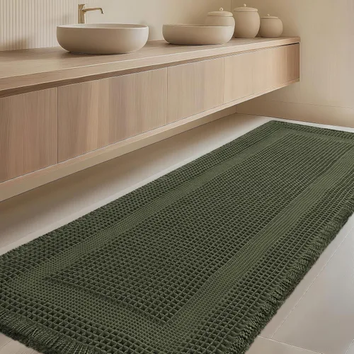 Vista 57 de Tapete de baño con diseño de gofre, moderno, bohemio, absorbente, antideslizante, ultrasuave, lavable a máquina, con letra de baño, dormitorio