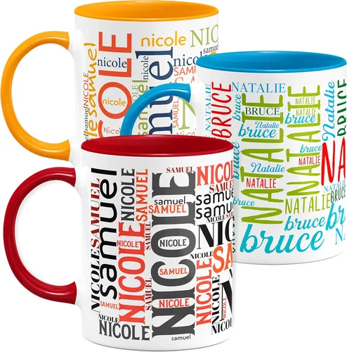 Vista 21 de Tazas de café personalizadas con arte de nube de palabras, 12 colores y 9 fuentes artísticas, 11 onzas. Regalos personalizados para parejas, hombres