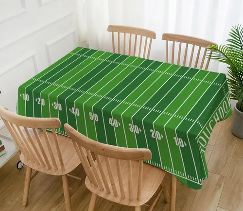 Vista 5 de Hafangry Mantel rectangular de campo de fútbol americano para interiores y exteriores, decoración de fiesta de cumpleaños, mantel rectangular