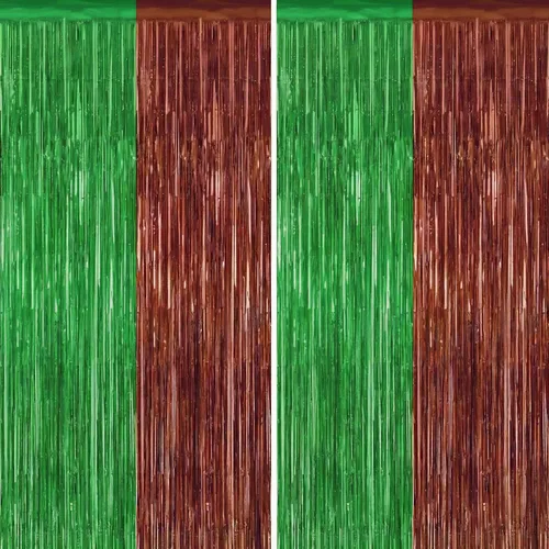 Vista 8 de Paquete de 2 cortinas de flecos de papel de oropel metálico negro, serpentinas de puerta, telón de fondo para cabina de fotos para fiesta