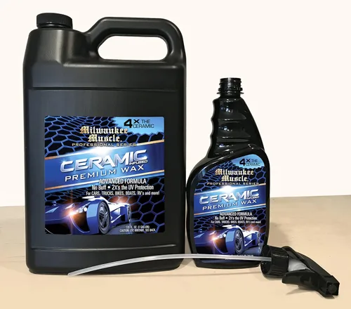 Vista 7 de Spray de cera de cerámica para automóvil - 16 onzas líquidas - Milwaukee Muscle - 4 veces el revestimiento de cerámica - Detalle de cera en aerosol