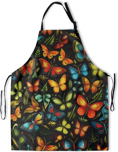 Vista 27 de Delantal colorido de poliéster Grooming Delantales con bolsillo para barbacoa Cocina Pintura Adultos